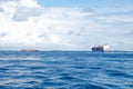 The cargoship in the Indian Ocean Maldives Royalty Free Stock Photo