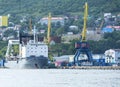 The cargoship in port Royalty Free Stock Photo