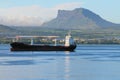 Cargoship on raid. Mauritius Royalty Free Stock Photo