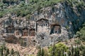 The Carian rock tombs in Turkey Royalty Free Stock Photo