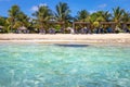 Caribbean beach with gazebo and lounge chairs, Montego Bay, Jamaica Royalty Free Stock Photo