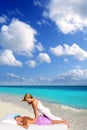 Caribbean beach massage shiatsu waist therapy Royalty Free Stock Photo
