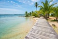 Caribbean beach with palm trees on Bocas del Toro islands in Panama Royalty Free Stock Photo