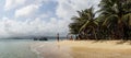 Caribbean Beach with Palm Trees on the San Blas Islands between Panama and Colombia. Royalty Free Stock Photo