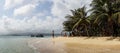 Caribbean Beach with Palm Trees on the San Blas Islands between Panama and Colombia.