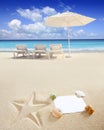 Caribbean beach sea with starfish shells Royalty Free Stock Photo
