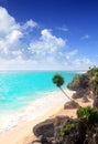 Caribbean beach Tulum Mexico turquoise aqua Royalty Free Stock Photo