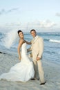 Caribbean Beach Wedding - Bride and Groom Royalty Free Stock Photo