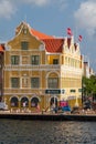 Pastel painted building on Handelskade, Town Quay, Willemstad, CuraÃ§ao