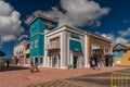Modern building in Port Zante duty free area, St Kitts and Nevis