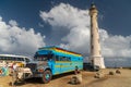 Typical tour bus and refreshment bus at California lighthouse, Aruba