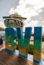 British Virgin Islands sign on Cyril B. Romney Tortola Pier Park, Road Town, Tortola, British Virgin Islands Royalty Free Stock Photo