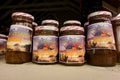 Caribbean chutney being sold at an outdoor market on bequia