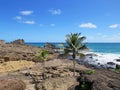 Caribbean coast with turquoise waters under tropical blue sky. West Indies. French West Indies landscape Royalty Free Stock Photo