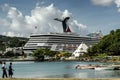 Caribbean cruise ship docked in Castries, Saint Lucia. Royalty Free Stock Photo