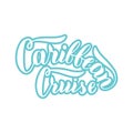 Caribbean cruise typography text. Modern lettering logo in blue. Cruise liners travel agency template. Vector