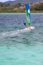 Caribbean feeling - Windsurfing in the beautiful warm turquoise water of the West Indies Royalty Free Stock Photo