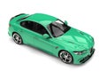 Caribbean green modern fast car - top down view Royalty Free Stock Photo