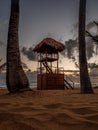 Caribbean hut on a sandy tropical beach Royalty Free Stock Photo