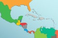 Caribbean islands Central America map card colors 3D