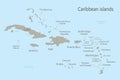 Caribbean islands map with names Royalty Free Stock Photo