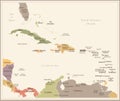 The Caribbean Map - Vintage Vector Illustration