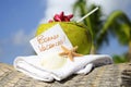 Caribbean paradise beach coconuts cocktail Royalty Free Stock Photo