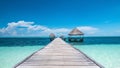 Caribbean paradise found in Cuba: walking dock and houses in the middle of the sea. Royalty Free Stock Photo