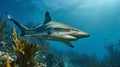 Caribbean Reef Shark in the blue sea water. AI Generative Royalty Free Stock Photo