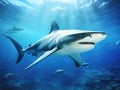 Caribbean Reef Shark in Deep Blue Sea Water Royalty Free Stock Photo