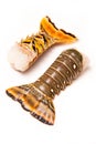 Caribbean rock lobster tails on a white background.