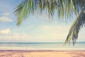 Caribbean Sea And Palm Leaves Background.