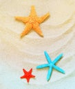 Caribbean starfish over wavy sand beach Royalty Free Stock Photo