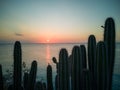 Caribbean sunset on curacao travel