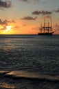 Caribbean sunset and ship Royalty Free Stock Photo