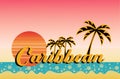 Caribbean Sunset Vector Illustration on a white background