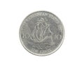 Caribbean ten cents coin on white isolated background Royalty Free Stock Photo