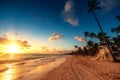 Carribean vacation, beautiful sunrise over tropical beach Royalty Free Stock Photo