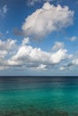 Caribbean view with ocean and sky with clouds