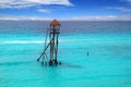 Caribbean zip line tyrolean turquoise sea Royalty Free Stock Photo