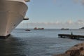 Caribic Cruise Ship in Harbour at Pier Views sunset