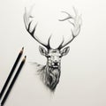 Minimalist Caribou Head Silhouette Drawing In A Single Pencil Stroke