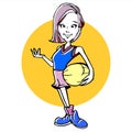 Caricature of basketball woman cartoon