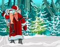 Caricature cartoon Santa Claus shouldered drunken Snow Maiden Royalty Free Stock Photo