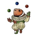 Caricature of a clown fish dressed as a medieval jester