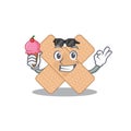 A Caricature design concept of cross bandage with cone ice cream