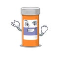 A caricature design concept of pills drug bottle with happy face Royalty Free Stock Photo