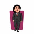 Caricature of Diego Maradona in Formal Suit, Vector Potrai