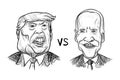 Caricature drawing portrait of Donal trump and Joe Biden Royalty Free Stock Photo