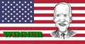 Caricature drawing portrait of Joe Biden on US flag